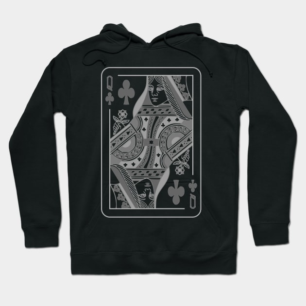 Queen of Clubs Grayscale Hoodie by inotyler